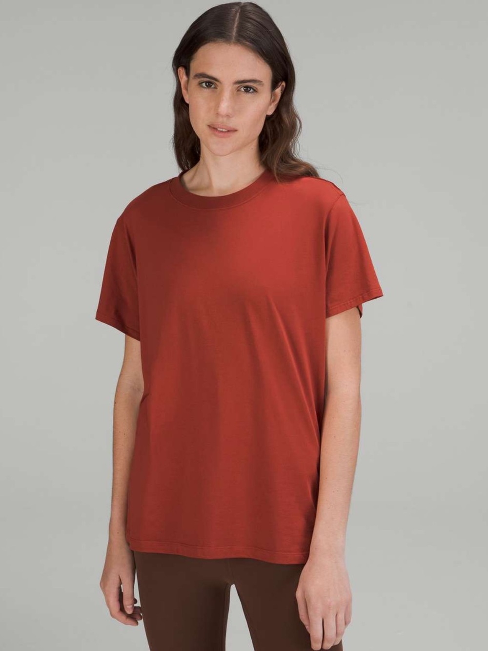 Lululemon All Yours Cotton Tee Shirt Cayenne Red size 10/12 fit